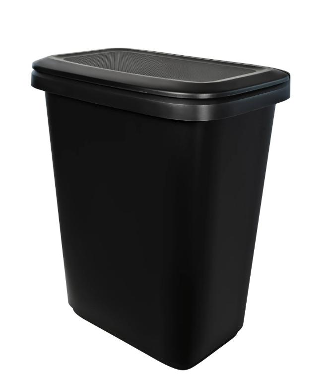 20.4 Gallon Trash Can, Plastic Dual Function Divided Extra Large Kitchen Trash Can, Black