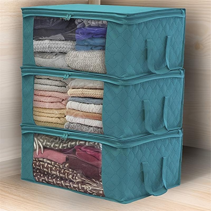 1 3pcs Foldable Storage Bags - Large Capacity Clothes Storage Containers with Lids and Handles for Organizing Bedroom Closet, Comforter Organization, and Storing Blankets, Clothing, and More