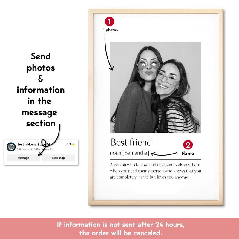 Personalised Best Friend Poster - Best Friend Definition Print Personalised Gift for Best Friend Gift for Her Birthday Gift Photo Gift