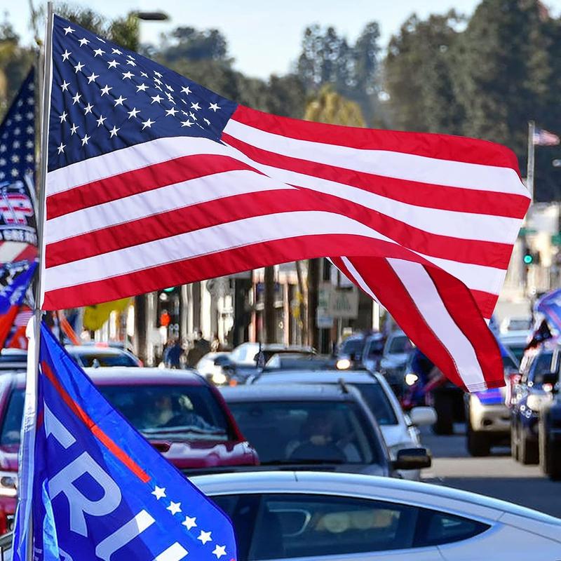 American Flag 3x5 FT 210D For Outside 100% Made In USA Most Durable, Heavy Duty Spun Polyester, Luxury Embroidered Star with Brightly Colored Brass Grommets Premium US Flag Banners Waterproof Gift