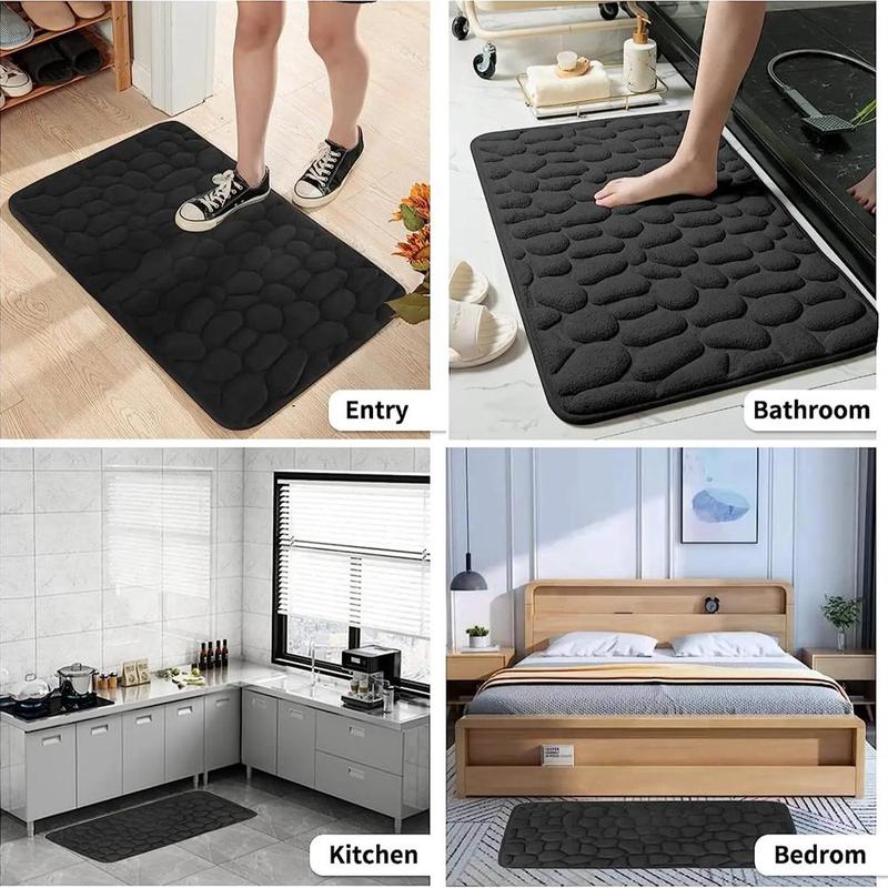 Cobblestone Pattern Bath Mat, 1 Count Non-slip Water Absorbent Bath Rug, Washable Floor Mat for Bathroom