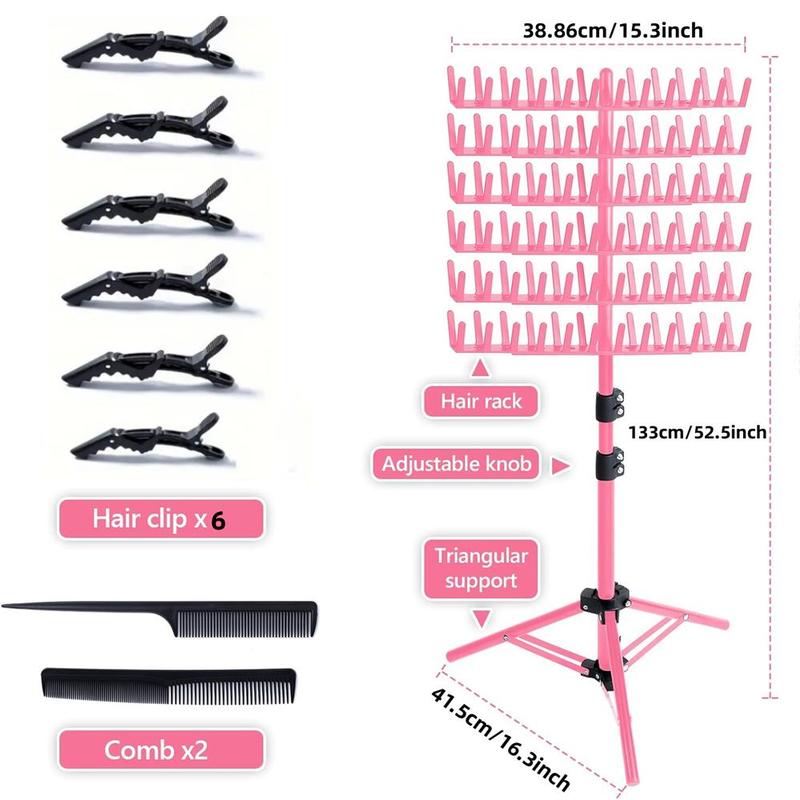 Hair Extension Holder Hanger, 1 Set 144-peg Hair Divider Rack with Comb and Clips for Braiding, Hair Styling Accessories for Salon & Barber Shop,  Holder Organizer,  Stand Organizer,  Organizer