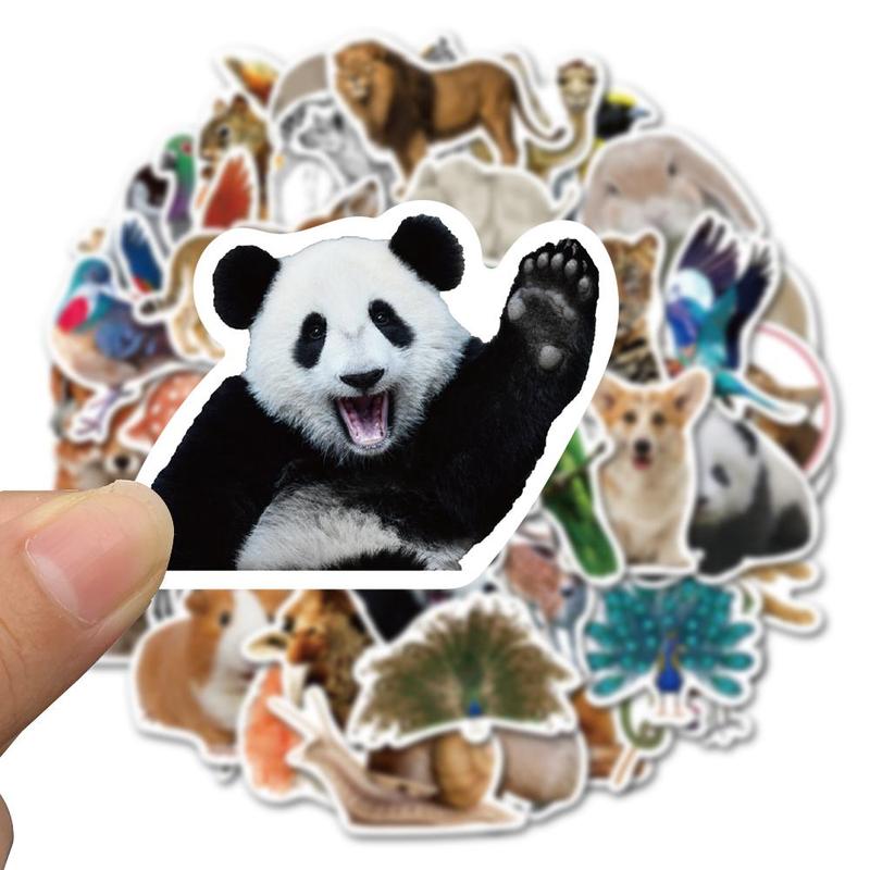 Animal World Pattern Sticker, 50pcs set Cute Cartoon Animal Decorative Sticker, DIY Decals for Water Bottle, Phone Case, Scrapbooking, Journal Making