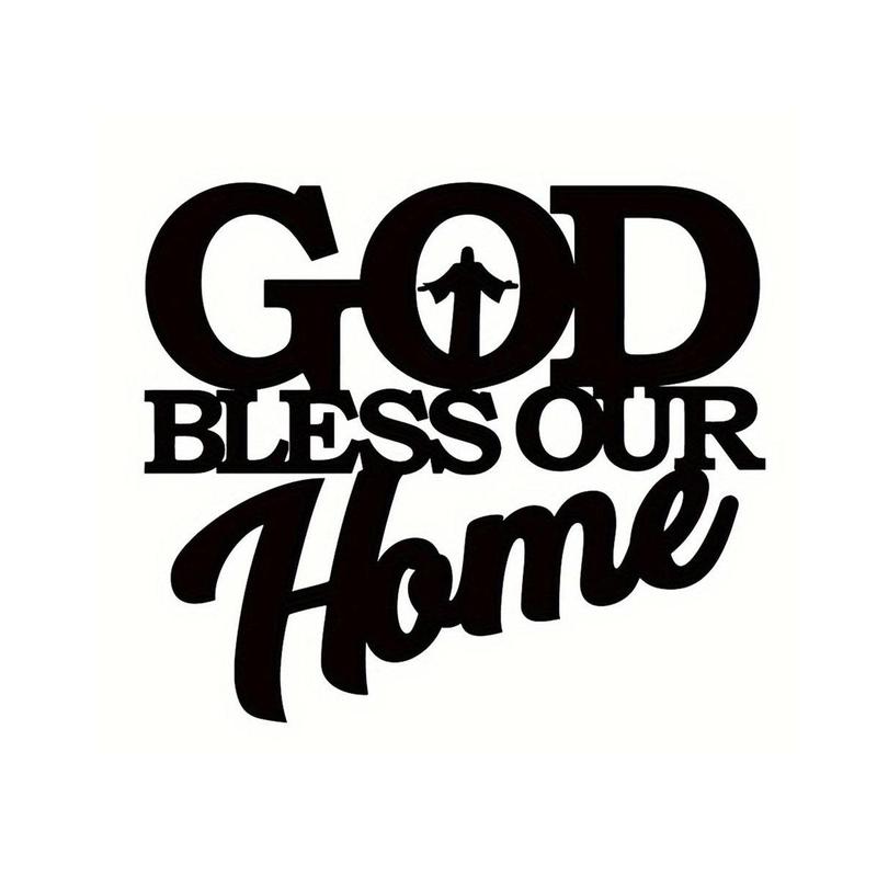 God Bless Our Home Letter Design Wall Decor, Creative Iron Wall Art, Wall Hanging Decor for Home Living Room Bedroom, Home Decor