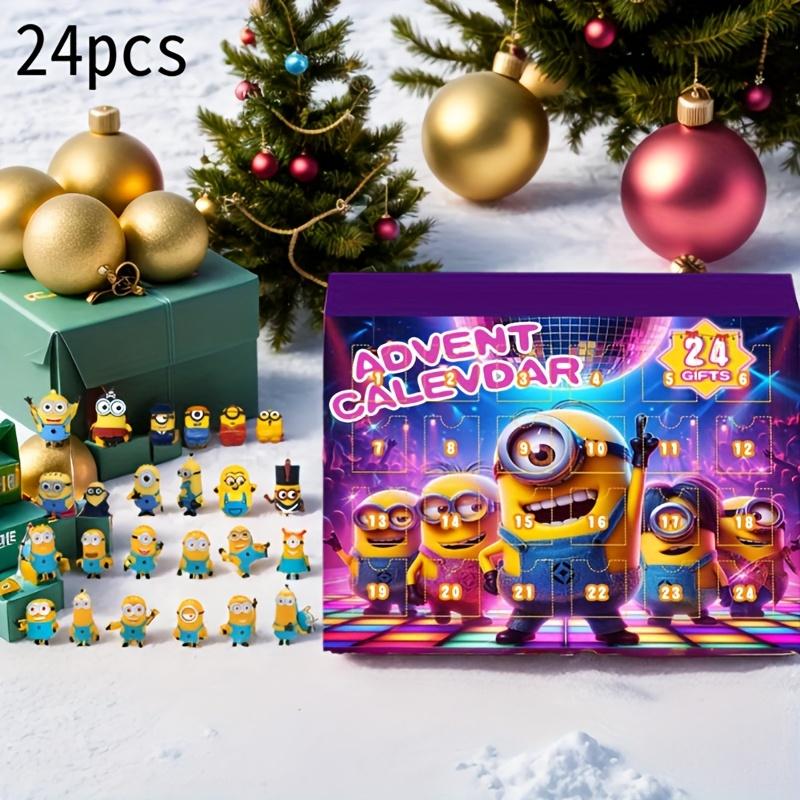 Minions Series Christmas Countdown Calendar - 24-Day Countdown Surprise Mystery Box, with 24 Random Collectible Character Dolls, Artistic Decor Style, PVC, No Electricity Required, Very Suitable for Christmas and New Year Gifts