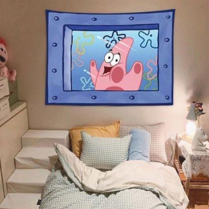 Christmas Gift - Cartoon Tapestry Back to school Dormitory Bedroom Wall Decoration Creative Background Cloth Cute Quirky Hanging Halloween gift tapestry wall