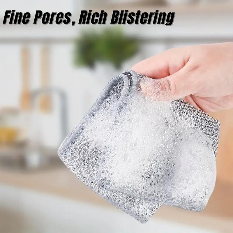 Wire Dishwashing Cloth, 12pcs Mesh Dishcloth for Kitchen Stove & Pot, Non-stick Oil-free Kitchen Cleaning Cloth, Cleaning Supplies