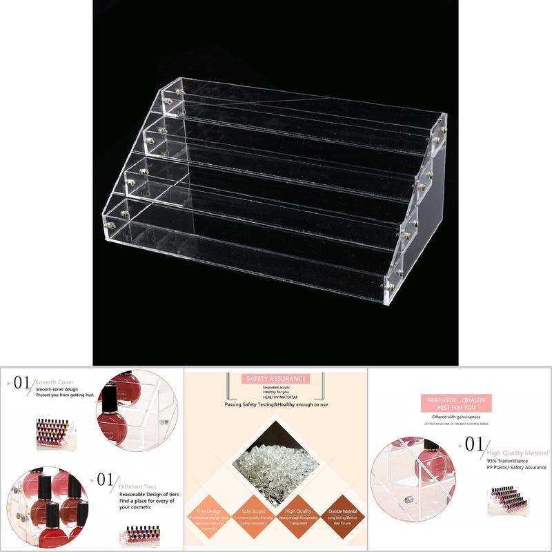 4-Layer Cosmetic Makeup Case Nail Polish Varnish Display Stand Lipstick Holder Plastic Organizer Rack