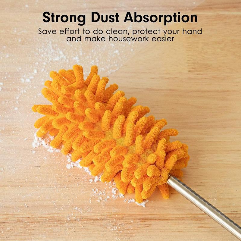 Microfiber Duster for Cleaning,  Hand Washable Dusters with 2 count Replaceable Microfiber Head, Extendable Pole, Detachable Cleaning Supplies for Office, Car, Window, Furniture, Ceiling Fan