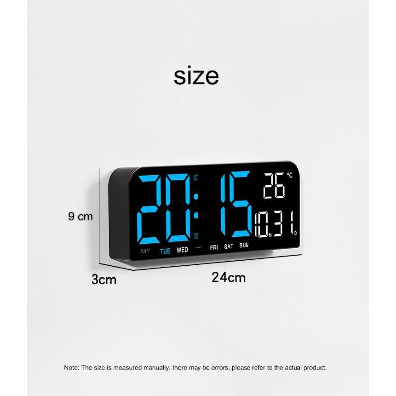 Digital Led Mirror Wall Clock Alarm Temperature Humidity 10