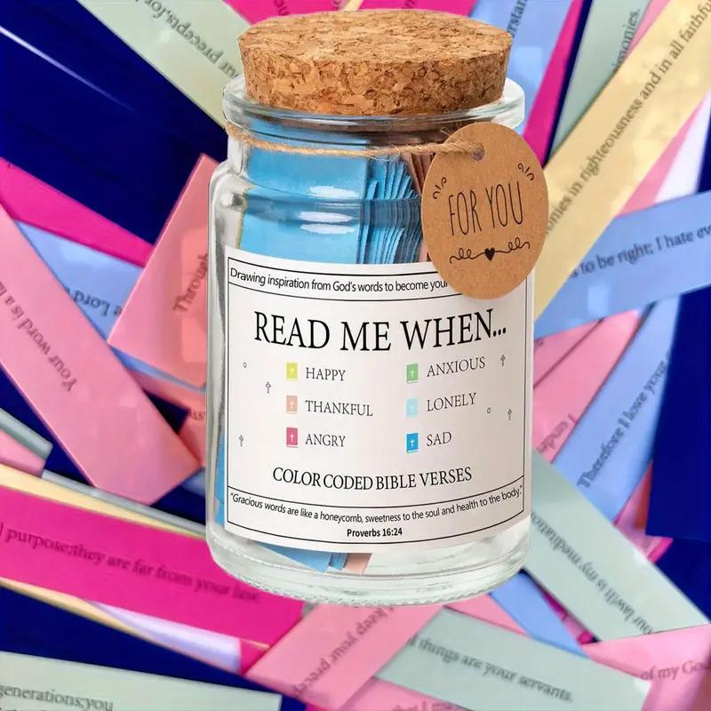 Bible Verse Jar,Read Me When Bible Verses Jar for Emotions and Feelings,Scripture Prayer Cards Hope Jar,Religious Graduation Gift,Bible Study Church Christian Gifts for Women Men Mom Dad Friend