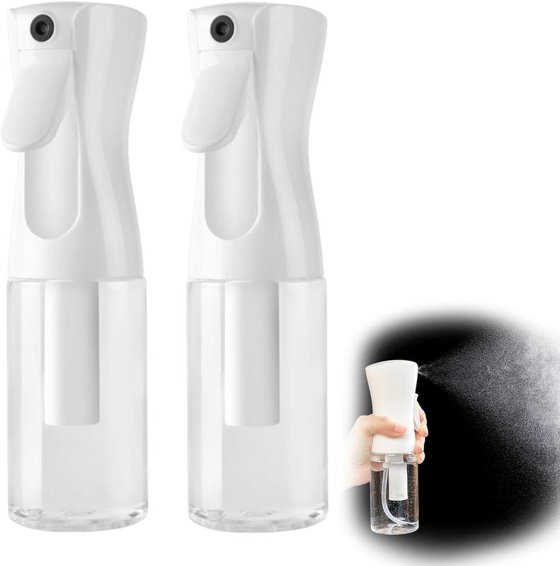 Continuous Spray Bottle with Ultra Fine Mist - Versatile Water Sprayer for Hair, Home Cleaning, Salons, Plants, Aromatherapy, and More - Empty Hair Spray Bottle (Clear - 7.04oz (2 Pack)