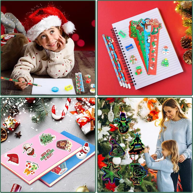 218PCS Christmas Party Favors for Kids - Bulk Goodie Bags & Stationery Set