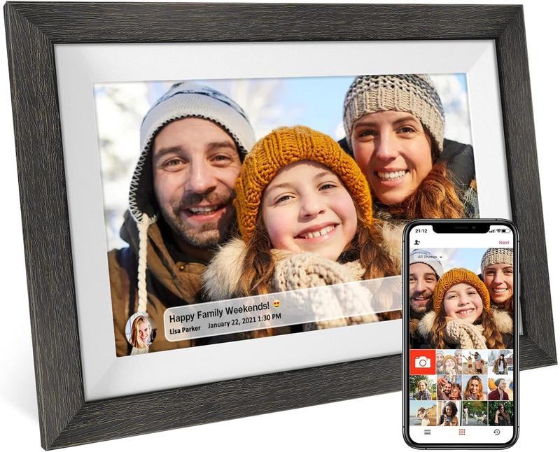 EKoio Digital photo frame,Christmas gift box,Gift ideas,10.1 Inch WiFi Digital Picture Frame,1280 * 800IPS HD Cloud Smart Digital Photo Frame,32GB Storage, Wall Mountable, Auto-Rotate,Easy to Share Photos or Videos via free APP,Decor,Wood,Wedding