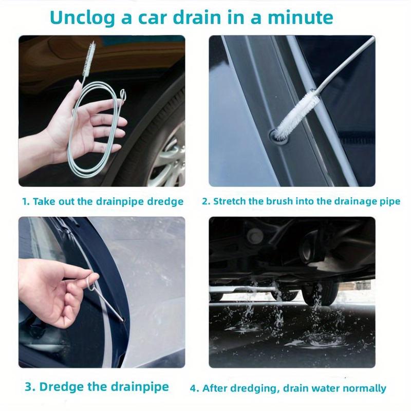 Stainless Steel Car Drain Pipe Unclogging Brush, 1 Count Car Sunroof & Door & Fuel Tank Drain Hole Unclogging Tool, Multi-purpose Cleaning Tool for Car & Home