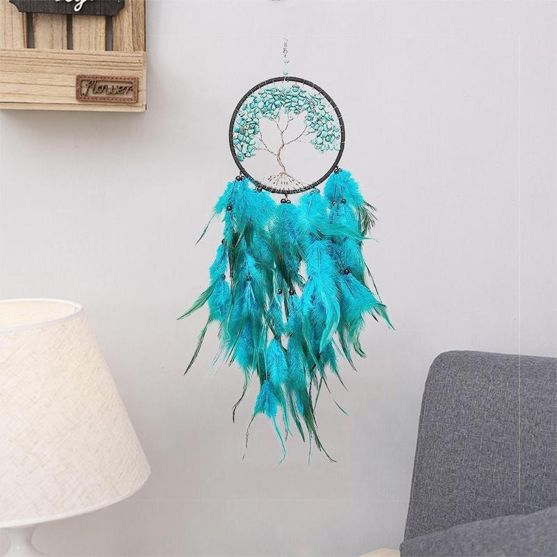 Tree Of Life Dream Catcher, 1 Count Handmade Feather Dream Catcher, Hanging Dream Catcher, Summer Gift Ideas, Vanity Decor Accessories