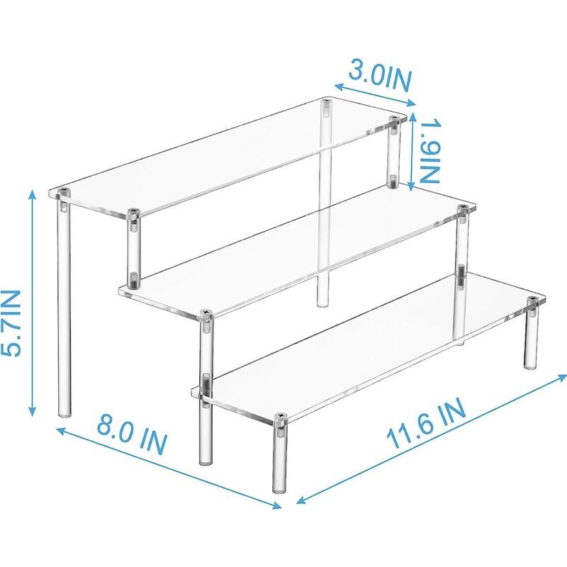 3 Tire Large Display Risers Stand, Clear Acrylic Perfume Display Stand Organizer, Shelf Risers for Display, Stands for Food, Tabletop Use Gift Racks