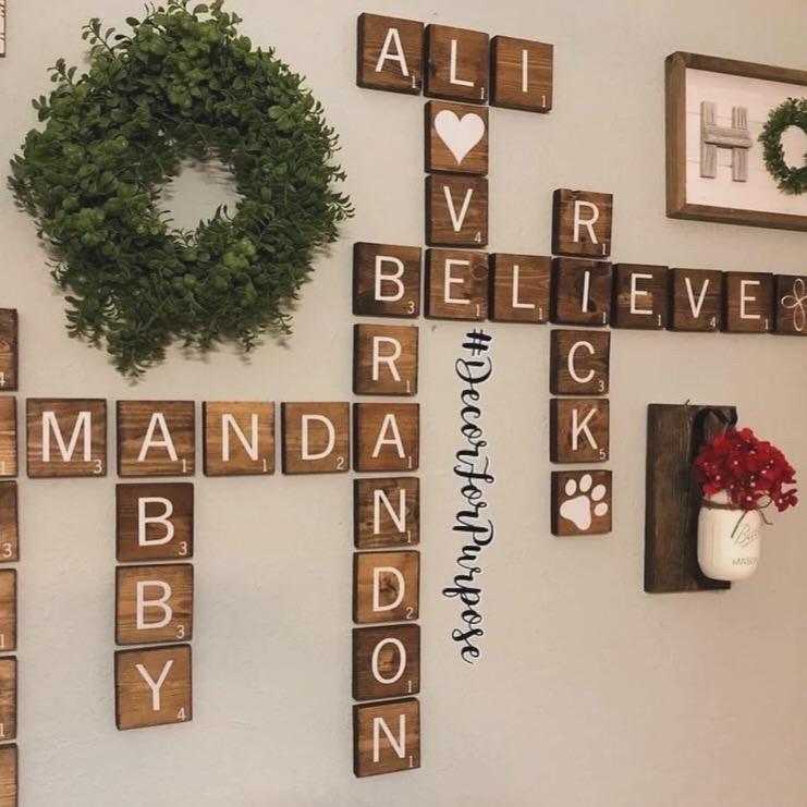 Scrabble Tile Wall Decor Hanging Decoration Wooden Hangable Gift Room