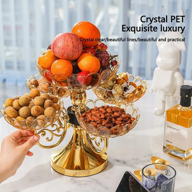 Multi-layer Rotating Fruit Plate, 1 Count Exquisite Luxury Style Fruit Display Stand, Decorative Dessert Display Holder, Home Decor Supplies