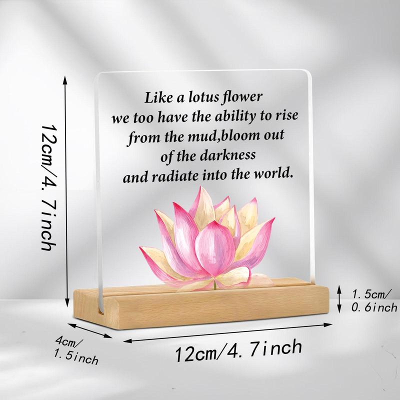 Lotus Pattern Acrylic Desktop Ornament, Lotus Flower Decorative Ornament, Inspirational Gift for Women, Home Decor for Living Room Bedroom Office