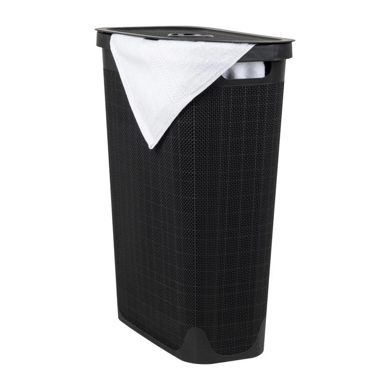 40L Slim Laundry Hamper, Clothes Basket, Plastic, Adult 18.5”L x 10.75”W x 23.5”H, Black Organiser Room