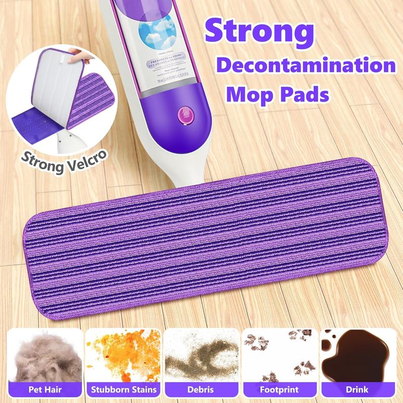 6 reusable mop pads compatible with Swiffer power mop, capable of cleaning dirt, debris, grease, pet hair, without damaging the floor, suitable for both dry and wet use