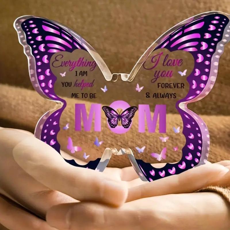 Butterfly Design Acrylic Plaque, Creative Letter Design Desktop Ornament, Home Decor Gift for Mom