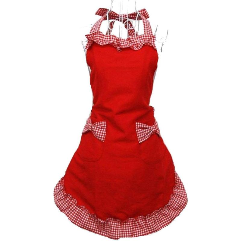 Cute Retro Lovely Vintage Ladies Kitchen Flirty Vintage Aprons for Women Girls with Pockets for Mothers Day Gift (Black)