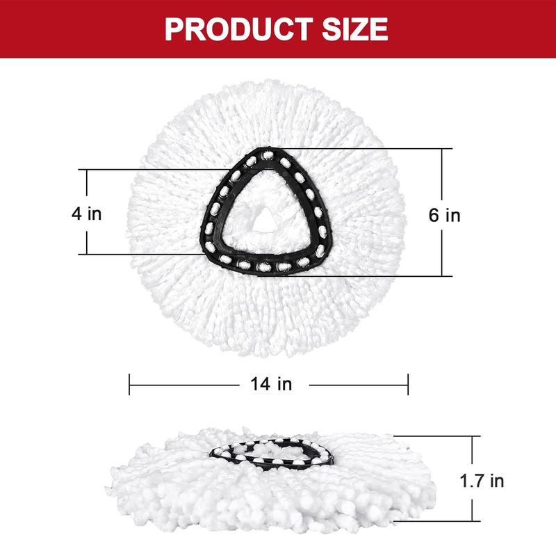 Spin Mop Head & Scrub Brush Head Refills for O-Cedar EasyWing Spin Mop System. Microfiber Mop Scrubber Replacements for Velida Ocedar 1-tank System