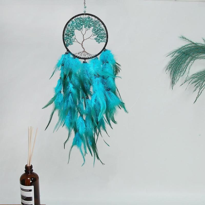 Tree Of Life Dream Catcher, 1 Count Handmade Feather Dream Catcher, Hanging Dream Catcher, Summer Gift Ideas, Vanity Decor Accessories