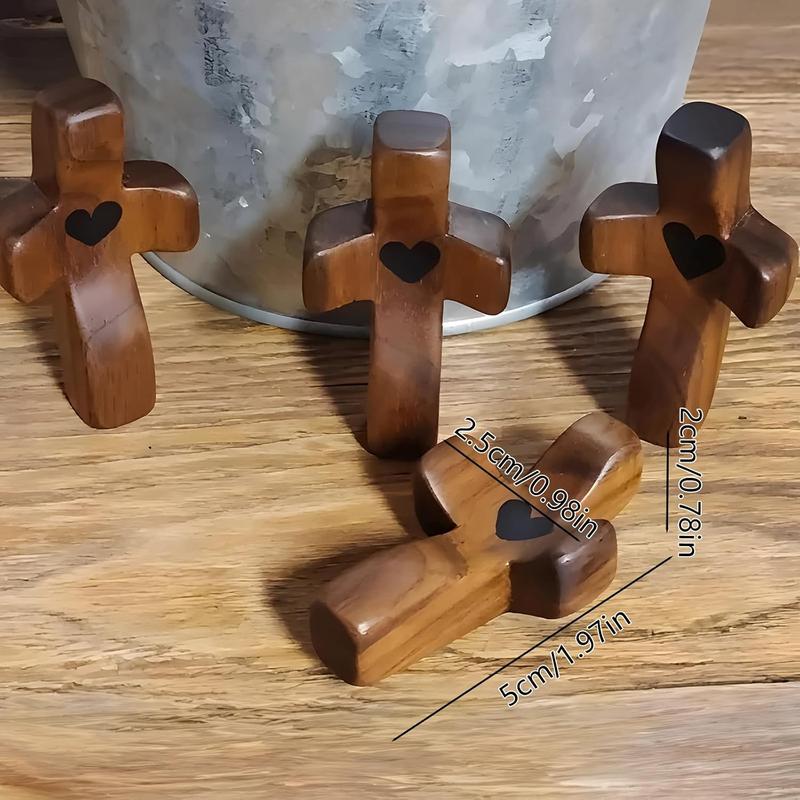 Encouragement Gift, Relieve Anxiety Comfort Cross for Clutching, Clinging and Praying, Pocket Olive Wood Cross Religious Gift for Children and Adults (5 Pcs)