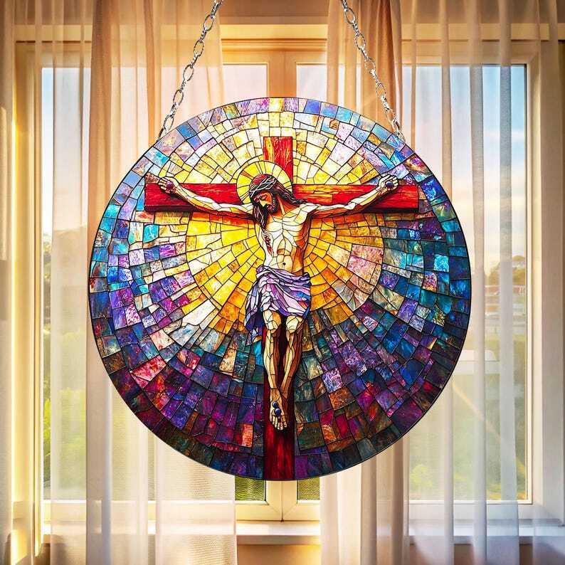 Jesus Religious Acrylic SUNCATCHER Jesus Catholic Window Hanging Gift Christian Faith For Religious Gift Of Faith Nativity Gift Christmas Gift