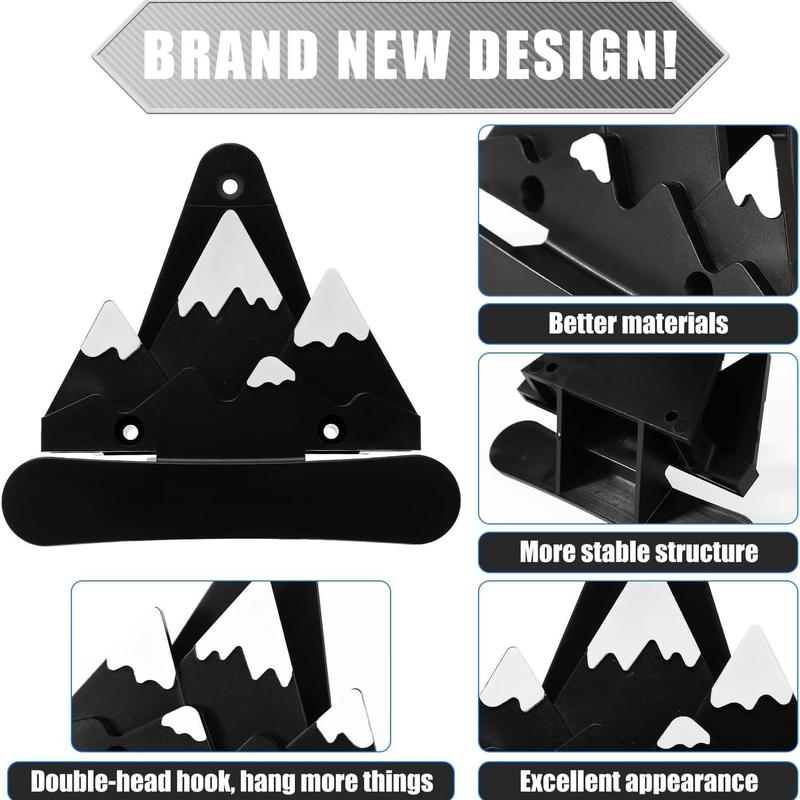 Snowboard Wall Mount with Hooks, 1 Pair Universal Design Snowboard Storage Rack, Space Saver, Wall Art for Home Living Room Bedroom