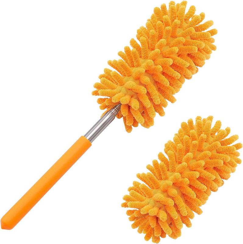 Microfiber Duster for Cleaning,  Hand Washable Dusters with 2 count Replaceable Microfiber Head, Extendable Pole, Detachable Cleaning Supplies for Office, Car, Window, Furniture, Ceiling Fan