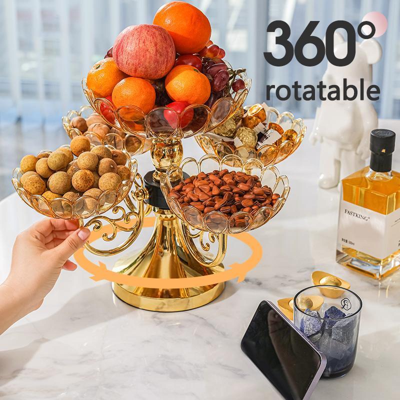 Multi-layer Rotating Fruit Plate, 1 Count Exquisite Luxury Style Fruit Display Stand, Decorative Dessert Display Holder, Home Decor Supplies