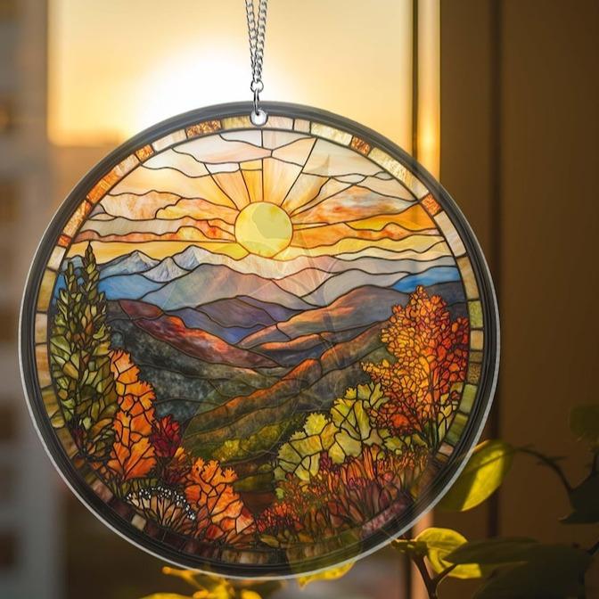 Smoky Mountains Suncatcher, Window Gift for Mothers, Acrylic Window Hangings, Home Ornaments Hangable Decoration, Birthday Gift for Her