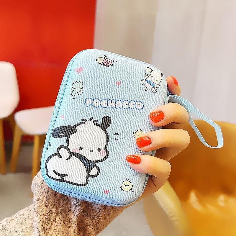 SANRIO Cartoon Pattern Data Cable Storage Bag, Portable Charger Earphone Coin Sorting Case Organizer, Mini Data Cable Carry Bag for Home Office Outdoor Travel