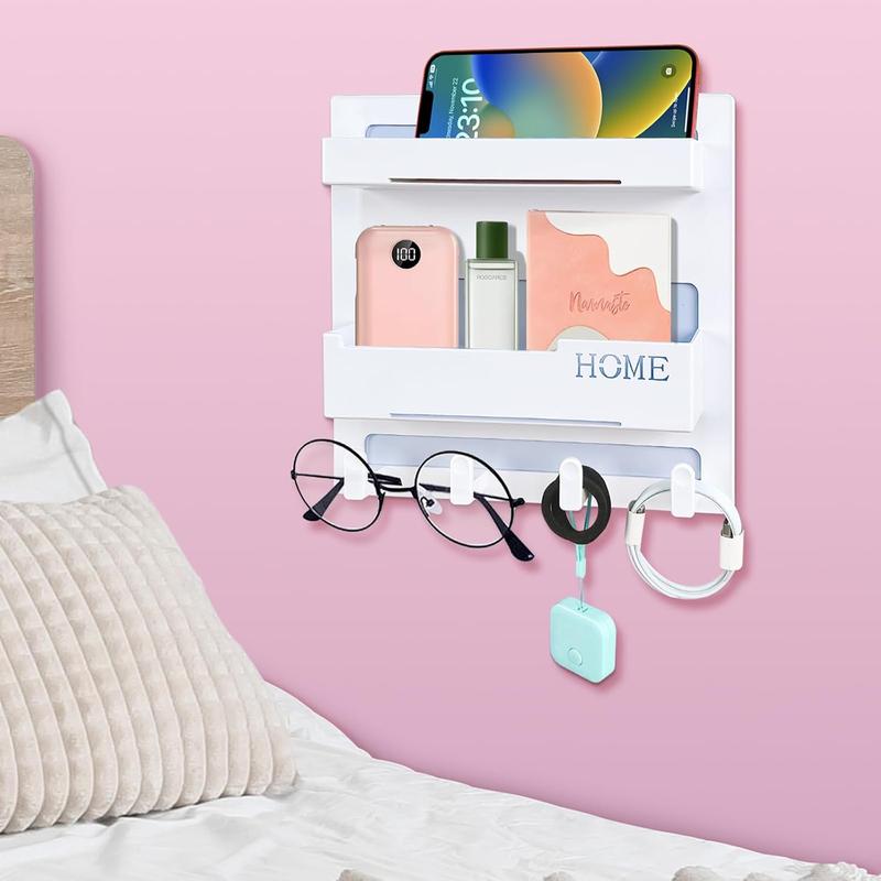 Floating Shelves for Bedside Shelf Accessories Organizer, Wall Mount Self Stick On, Cute Room Decor Aesthetic, Girls Room Decor, Cool Stuff For Bedroom Storage And Organization, Bedside Wall Organizer Cabinet Hollow