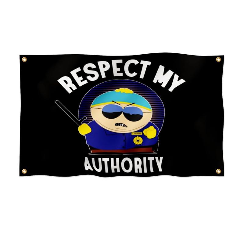 Respect My Authority Flag 2x3FT Double Printed Funny Flag Banner Tapestry Dorm Room Home College Decor 4 Shiny Brass Grommets 100% Polyester