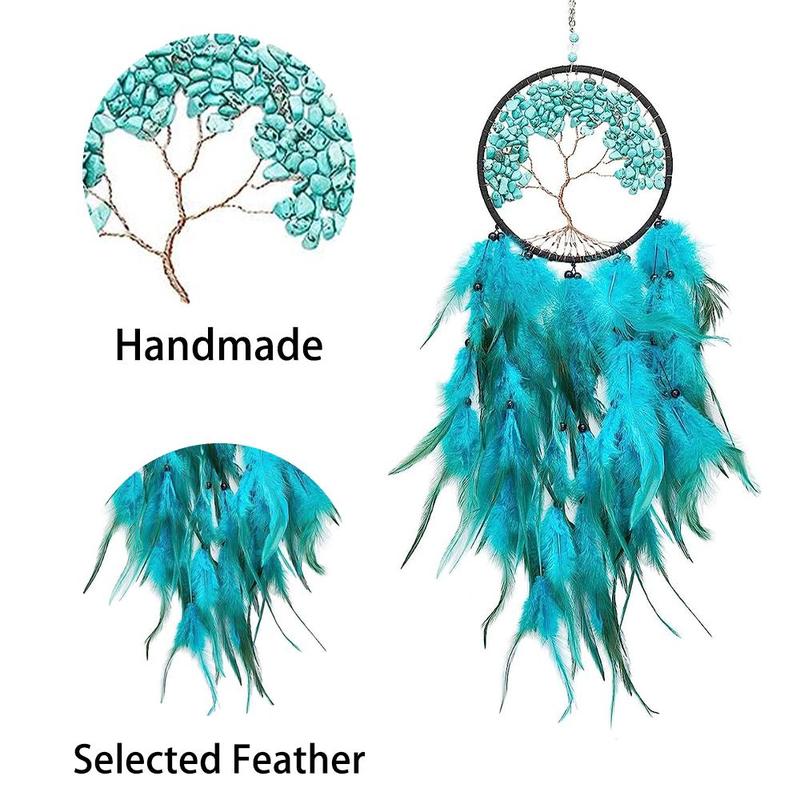 Tree Of Life Dream Catcher, 1 Count Handmade Feather Dream Catcher, Hanging Dream Catcher, Summer Gift Ideas, Vanity Decor Accessories