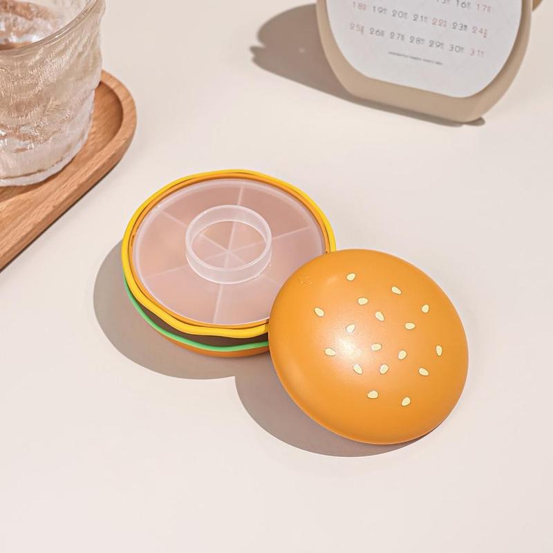 Burger Shaped Pill Box, 1 Count Portable Pill Storage Box, Cute Pill Organizer, Pill Storage Container for Home & Travel