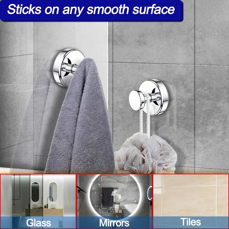 Stainless Steel Suction Cup Hook, 1 Count Waterproof Shower Hook, Wall Mounted Hook for Hanging Towels, Loofah, Robe, Coat