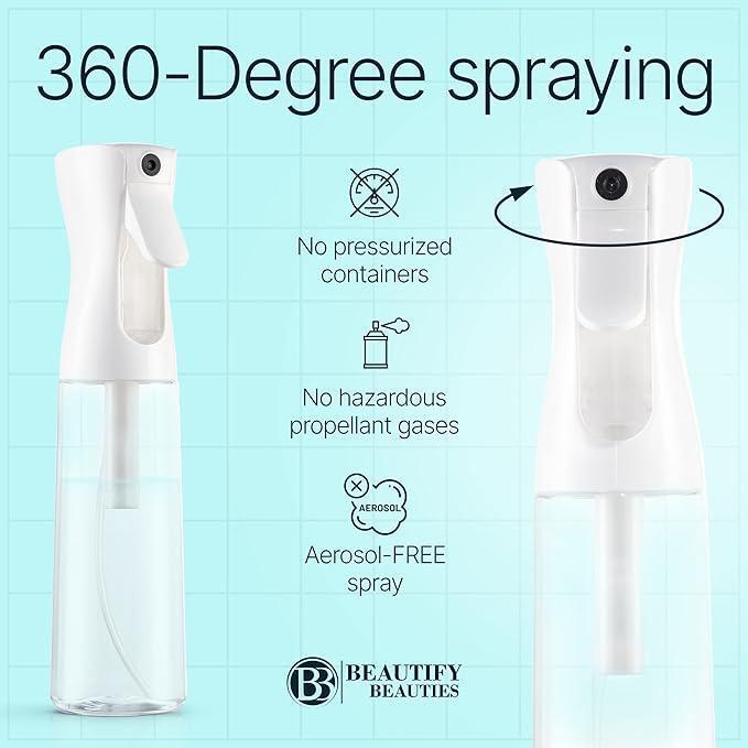 Continuous Spray Bottle with UltraFine Mist -Versatile Water Sprayer forHair, Home Cleaning, Salons, Plants,Aromatherapy, and More - Hair SprayBottle (Clear -7.040z 200ml)-B9