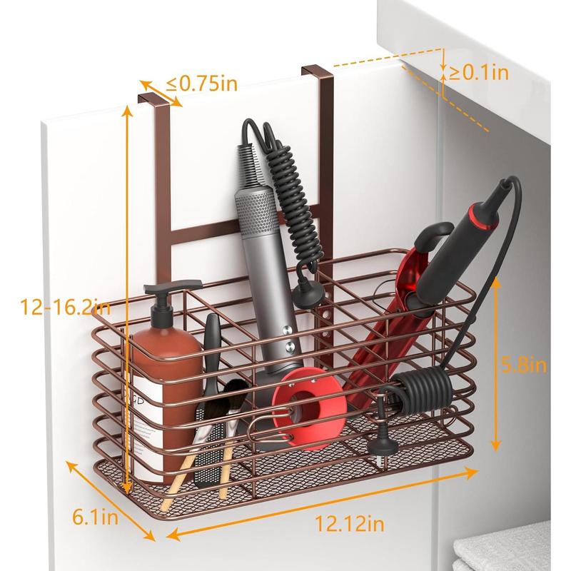 Bathroom Organizer,Hair Tool Organizer,Hair Dryer Holder,Daily Necessities Storage, 6 Height Adjustable,Wall Cabinet Door Type, Suitable for Bathroom, Kitchen, Bedroom Storage, Brown