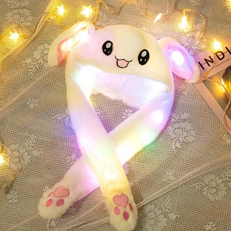 Cute Cartoon Rabbit Design Glowing Hat, 1 Count Luminous Rabbit Ear Hat, Party Decoration Supplies for Girls & Boys, Gifts for Him, Gifts for Kids, Birthday Gift