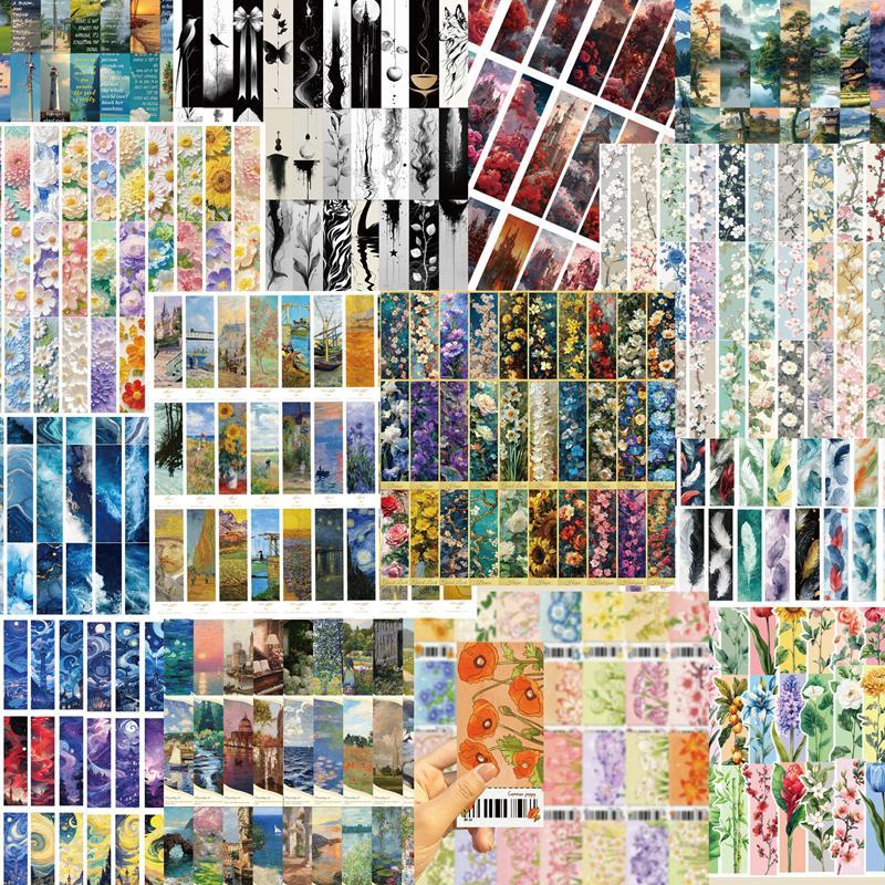 Landscape Pattern Paper Bookmarks, 420pcs set Self Adhesive Decorative Stickers, DIY Decals for Water Bottle, Laptop, Scrapbooking, Journal Making