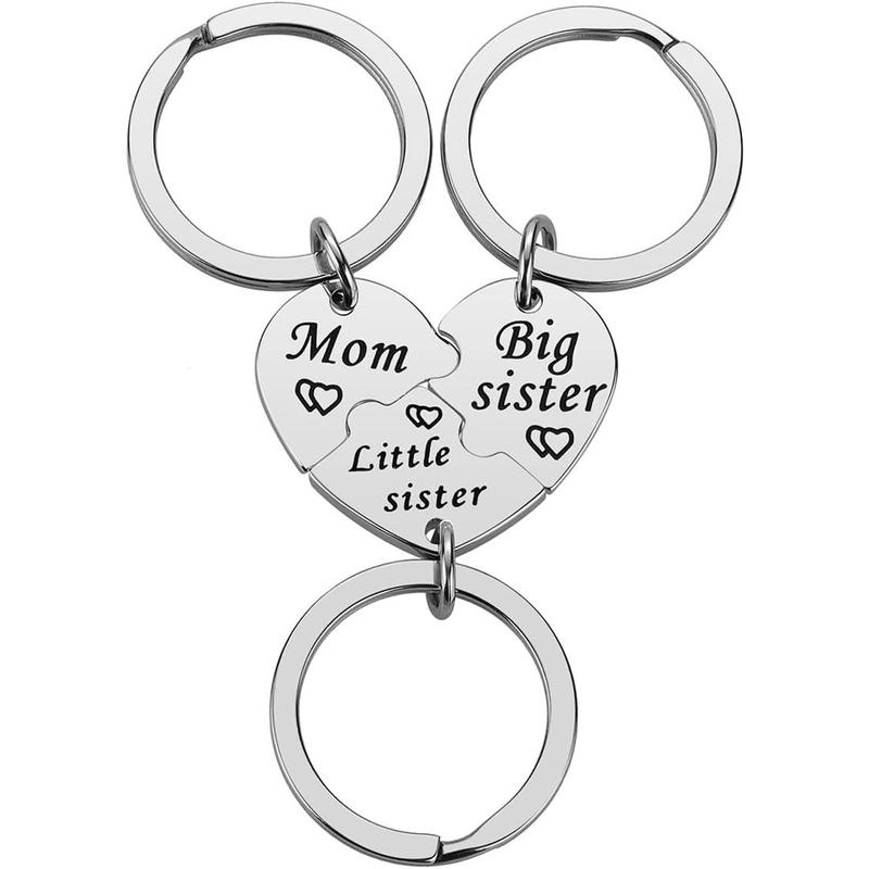 Mom Birthday Gift from Daughter - 3S Mother Big Sis Little Sis Keychain Gifts Set for Mother’s Day