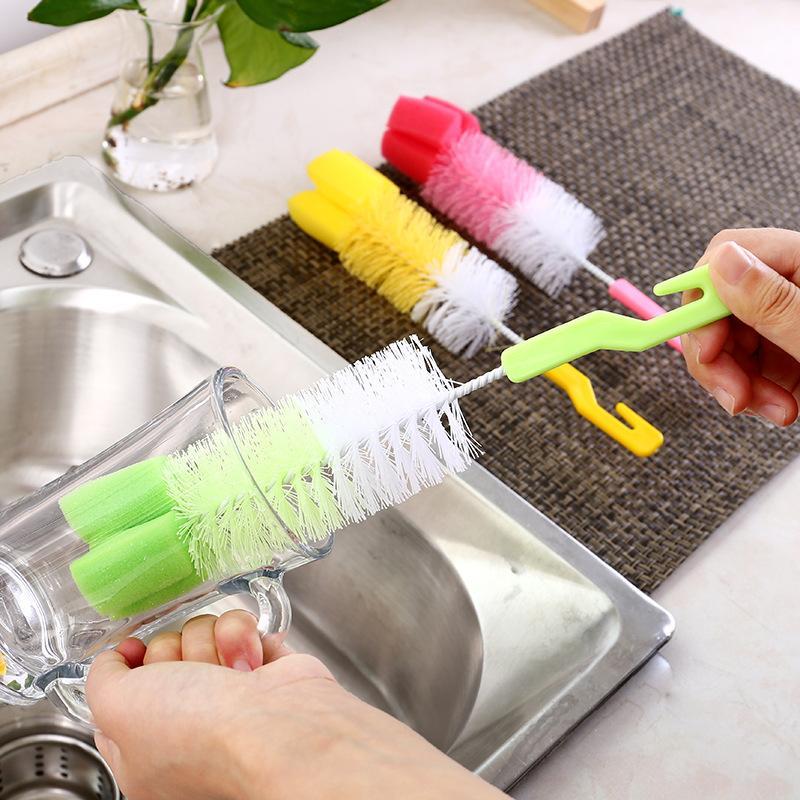 Random Color Durable Cup Cleaning Brush, 1 Count Portable Long Handled Bottle Brush, Practical Kitchen Cleaning Tool For Thermos Cups & Glasses