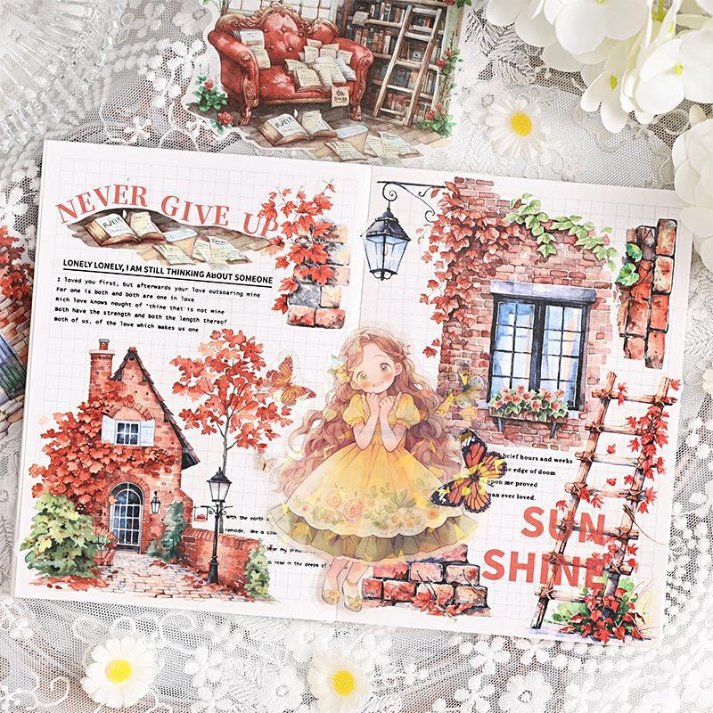 Flower House Sticker, 10pcs set Garden Dreamtalk Adhesive Paper, Decoration for Handbook Diary Gift Box Greeting Card