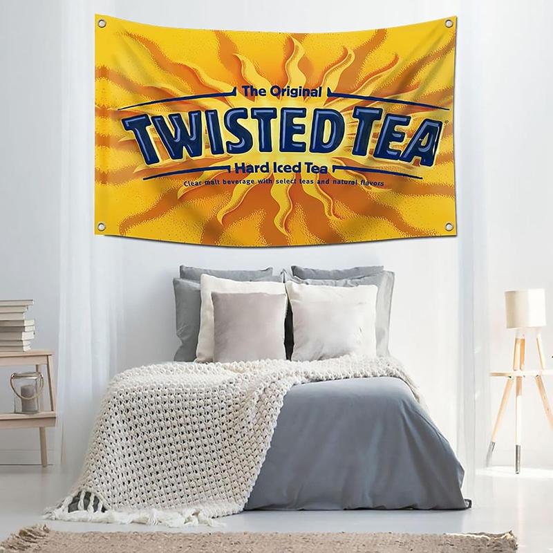 Twisted Tea 3x5Ft Flag Tapestries with 4 Bass Gromments Vivid Color Room Garden Store Decor for Bedroom Room Wall Decorations Indoor Outdoor Banner